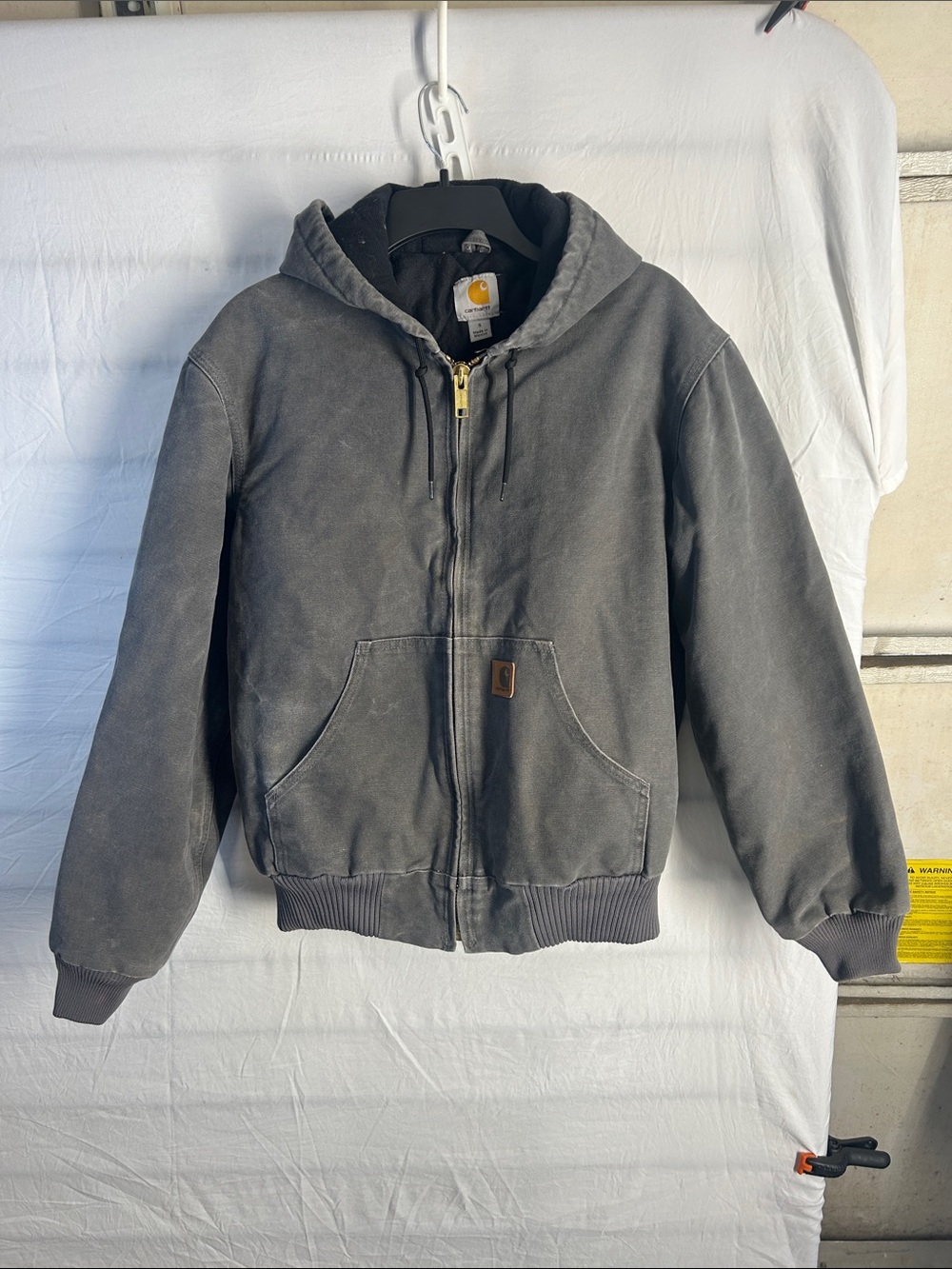 Carhartt Gray Hooded Zip Work Jacket